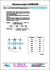 Abmessungen Regalsystem UNIRACK