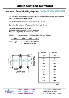 Mablatt Regalsystem UNIRACK. Zum Download auf die Detailseite gehen.