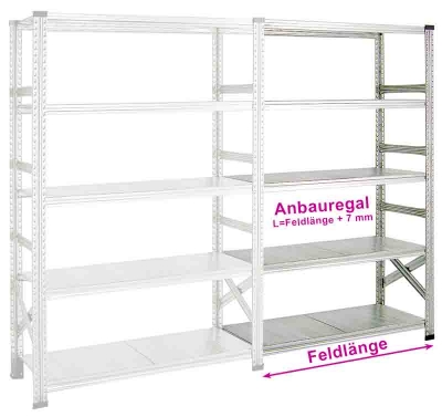 Fachboden-Anbauregal SUPER 2 1650 x 320 x 2000